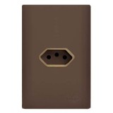 Conjunto Tomada 10A Horizontal 4x2 - Novara Marrom Fosco Gold